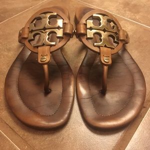 Tory Burch Miller Sandals 10.5 Metallic Logo